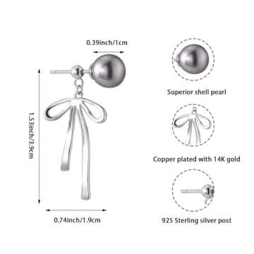 Elegant Bow Pearl Earrings for Women - 14K Gold Stylish Jewelry