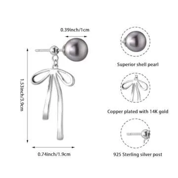 Elegant Bow Pearl Earrings for Women - 14K Gold Stylish Jewelry