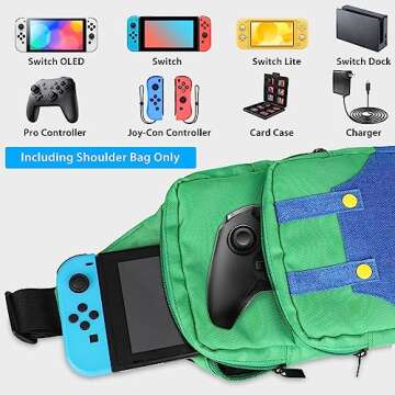 Cute Travel Bag for Nintendo Switch/Lite/OLED/Steam Deck, Small Sling Portable Waterproof Backpack C...