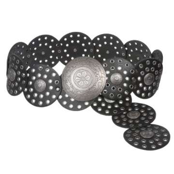 Stylish 3 1/2" Boho Disc Concho Leather Belt for Ladies