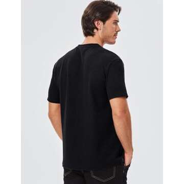 Dokotoo Men Waffle Cotton Regular Fit T Shirt V-Neck Casual Hip Hop Longline Henley Shirt Solid Colo...