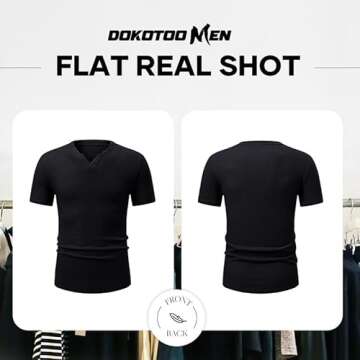 Dokotoo Men Waffle Cotton Regular Fit T Shirt V-Neck Casual Hip Hop Longline Henley Shirt Solid Color Short Sleeve Gym Workout Athletic Tees Shirts Shirts Black X-Large