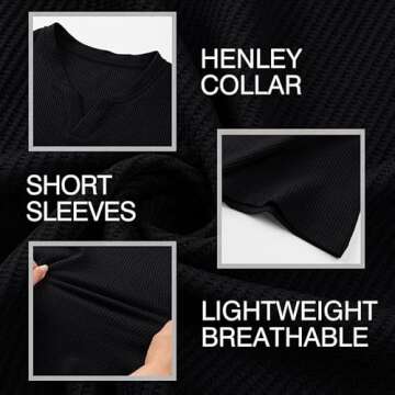 Dokotoo Men Waffle Cotton Regular Fit T Shirt V-Neck Casual Hip Hop Longline Henley Shirt Solid Color Short Sleeve Gym Workout Athletic Tees Shirts Shirts Black X-Large