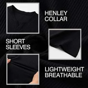 Dokotoo Men Waffle Cotton Regular Fit T Shirt V-Neck Casual Hip Hop Longline Henley Shirt Solid Color Short Sleeve Gym Workout Athletic Tees Shirts Shirts Black X-Large