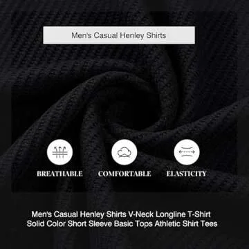 Dokotoo Men Waffle Cotton Regular Fit T Shirt V-Neck Casual Hip Hop Longline Henley Shirt Solid Color Short Sleeve Gym Workout Athletic Tees Shirts Shirts Black X-Large