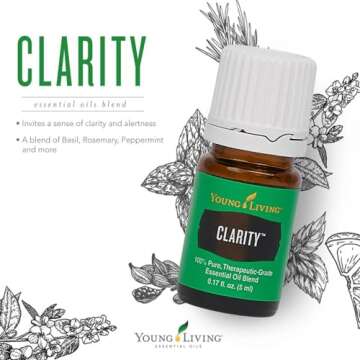 Young Living - Clarity Premium Essential Oil 5 ml | Aromatherapy Diffuser | Promotes Clear Mind, Concentration, & Enhanced Meditation & Yoga | Blend of 12 Oils that are 100% Pure