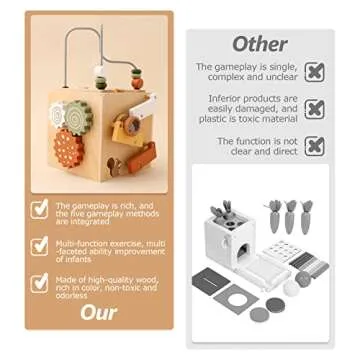 5 in 1 Wooden Activity Cube - Montessori Learning Toy for Kids