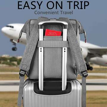 Laptop Backpack for Women, 15.6 Inch Computer Backpack Doctor Teacher Work Purse Bookbag, Wide Top Open College Water Resistant Travel Casual Shoulder Bag with USB Charging Port RFID Anti Theft