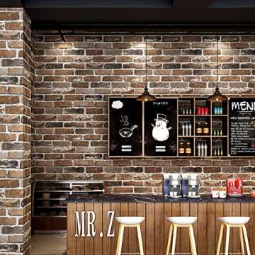 Akywall Brown Brick Wallpaper Peel and Stick Realistic Textured Rock Stone Self Adhesive Contact Paper Embossed Vintage Removable Vinyl Wall Paper Faux Brick Look Wall Covering 118inch