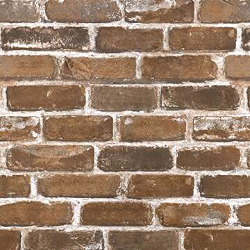 Akywall Brown Brick Wallpaper Peel and Stick Realistic Textured Rock Stone Self Adhesive Contact Paper Embossed Vintage Removable Vinyl Wall Paper Faux Brick Look Wall Covering 118inch