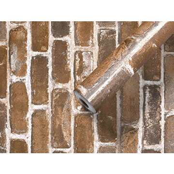Akywall Brown Brick Wallpaper Peel and Stick Realistic Textured Rock Stone Self Adhesive Contact Paper Embossed Vintage Removable Vinyl Wall Paper Faux Brick Look Wall Covering 118inch