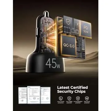 FLYLEAD 45W 4-Port Fast Car Charger for Road Trips