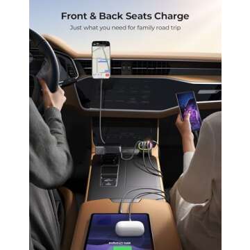 USB C Car Charger, 45W 4 Ports Super Fast Car Charger Adapter, PD3.0 & QC3.0 30W Type C Car Charger for iPhone 16/15/14/13/12/11 Pro Max Plus Samsung Galaxy S24 Ultra/S23 Cigarette Lighter USB Charger