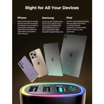 USB C Car Charger, 45W 4 Ports Super Fast Car Charger Adapter, PD3.0 & QC3.0 30W Type C Car Charger for iPhone 16/15/14/13/12/11 Pro Max Plus Samsung Galaxy S24 Ultra/S23 Cigarette Lighter USB Charger