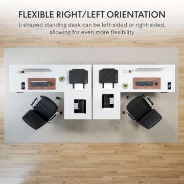 FLEXISPOT Pro Corner Desk Dual Motor L Shaped Computer Electric Standing Table Sit Stand Up Height Adjustable Desk Home Office Table with Splice Board, 63x40 White