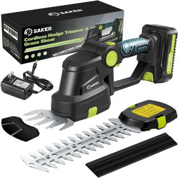 Saker Cordless Hedge Trimmer - 20V Electric Lawn Shears