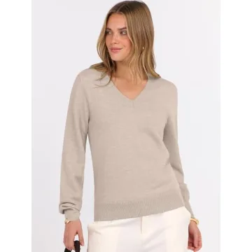 ANRABESS Women's V Neck Sweater - Classic Cozy Pullover