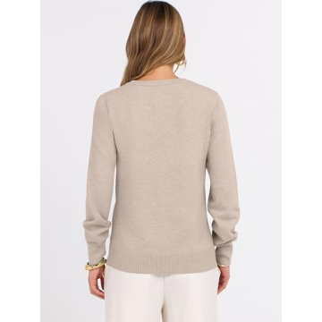 ANRABESS Women's V Neck Sweater - Classic Cozy Pullover