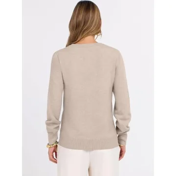 ANRABESS Women's V Neck Sweater - Classic Cozy Pullover