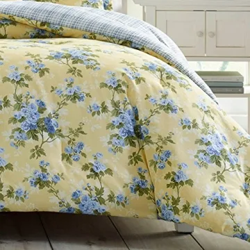 Laura Ashley Reversible Queen Comforter Set for Cozy Bedrooms