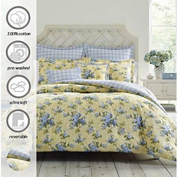 Laura Ashley Reversible Queen Comforter Set for Cozy Bedrooms