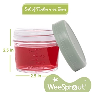 WeeSprout Glass Baby Food Storage Jars Set - Durable & Versatile