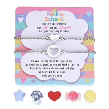 SAM & LORI Mommy and Me Bracelets for First Day of School Gifts - Heart Charm Matching Set