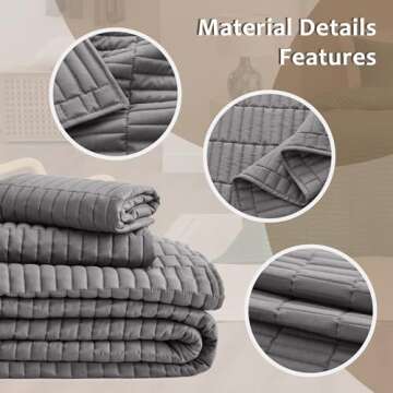 EXQ Home Quilt Set Full/Queen Size Grey 3 Piece,Lightweight Soft Coverlet Modern Style Stitched Quilt Pattern Bedspread Set for All Season(1 Quilt,2 Pillow Shams)