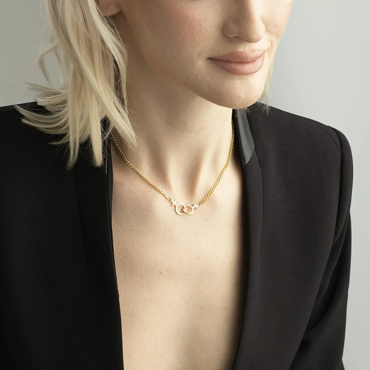 Double Venus Lesbian Necklace in Silver & Gold