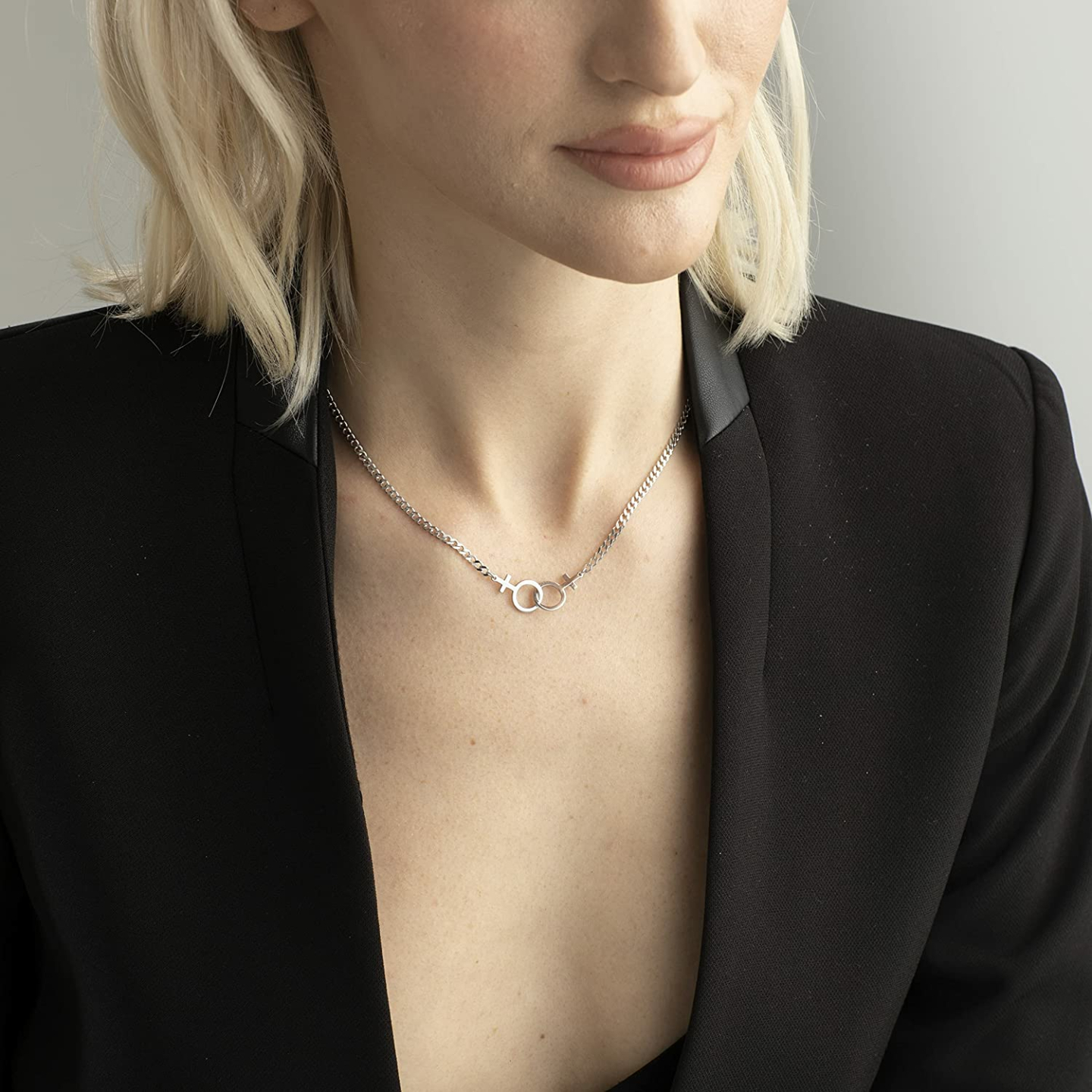 Double Venus Lesbian Necklace in Silver & Gold