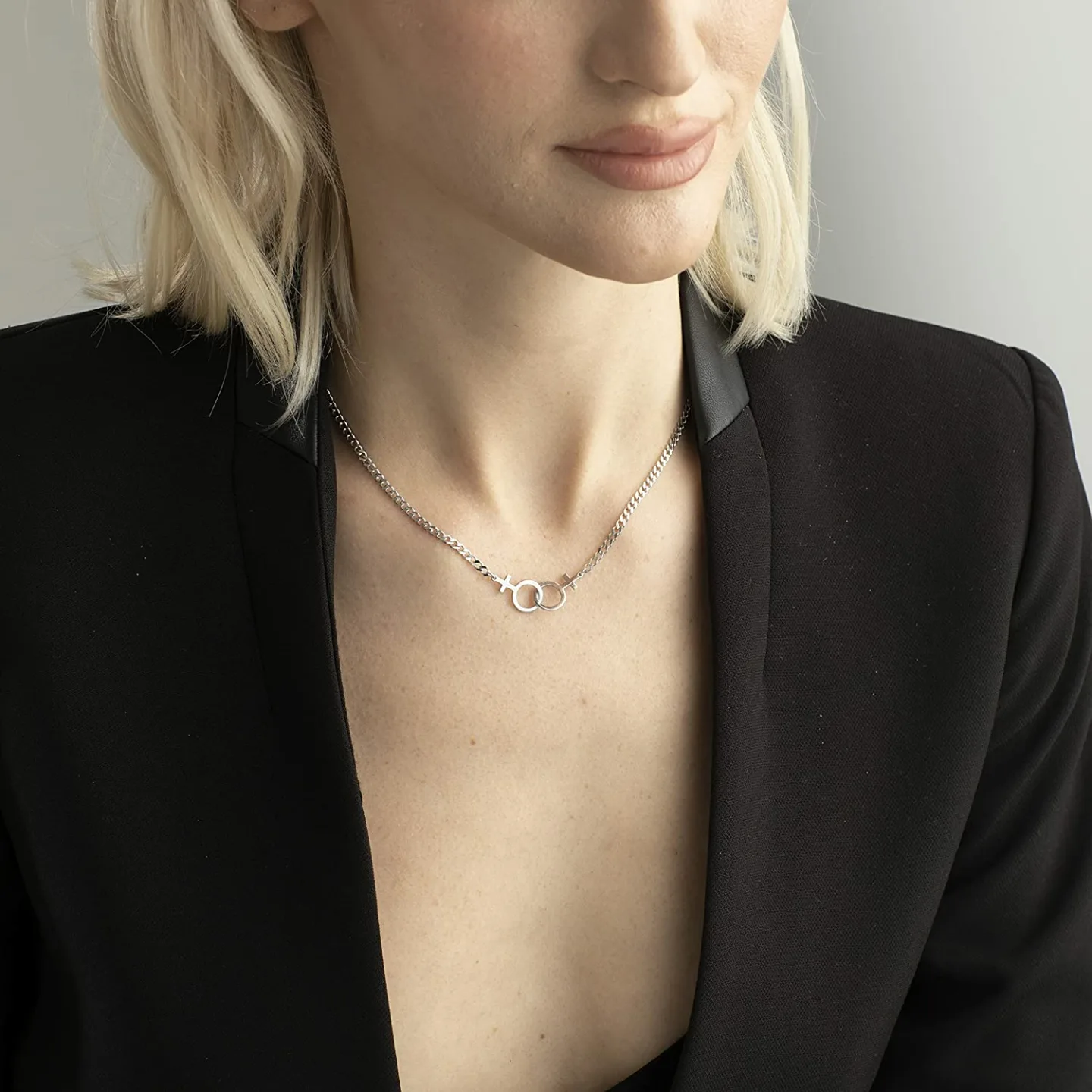 Double Venus Lesbian Necklace in Silver & Gold