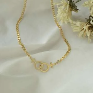 Double Venus Lesbian Necklace in Silver & Gold