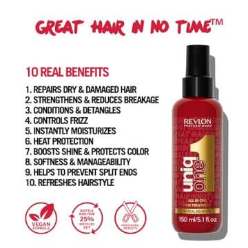 REVLON PROFESSIONAL UniqOne Hair Treatment, Moisturizing Leave-In Product, Repair For Dry and Damaged Hair, Promotes Healthy Hair, Celebration Edition Fragrance, 5.1 Fl Oz (Pack of 1)