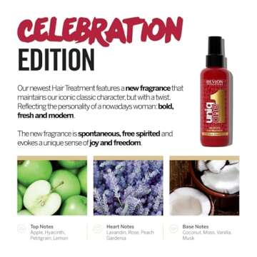 REVLON PROFESSIONAL UniqOne Hair Treatment, Moisturizing Leave-In Product, Repair For Dry and Damaged Hair, Promotes Healthy Hair, Celebration Edition Fragrance, 5.1 Fl Oz (Pack of 1)