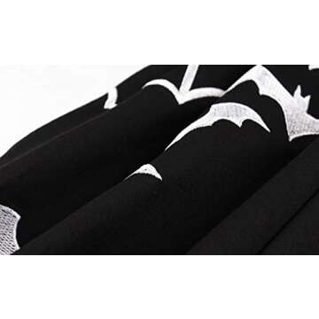 Wellwits Bat Embroidery Vintage Dress for Halloween