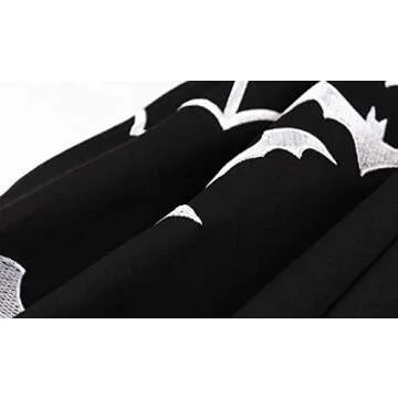 Wellwits Bat Embroidery Vintage Dress for Halloween