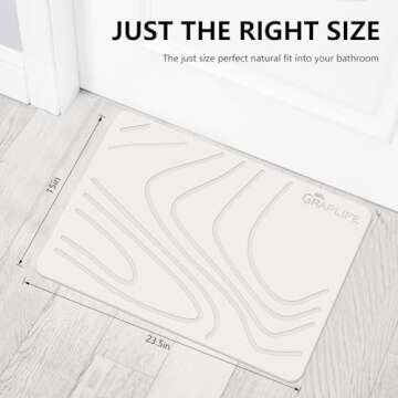 Graplife - Stone Bath Mat, Diatomaceous Earth Shower Mat, Non-Slip Super Absorbent Quick Drying Bathroom Floor Mats, Natural, Easy to Clean (23.6 x 15.35 LightWhite)