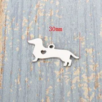 HOUSWEETY 1pc Stainless Steel Dachshund Pendant Keychains Key Rings Pets Jewelry Women Charms Gift 3x1.6cm