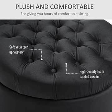 HOMCOM Retro Chesterfield Chair with Thick Padding and Wood Legs