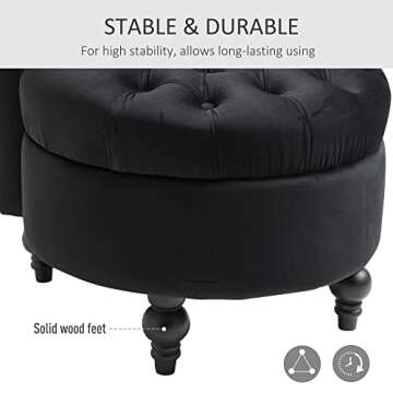 HOMCOM Retro Chesterfield Chair with Thick Padding and Wood Legs