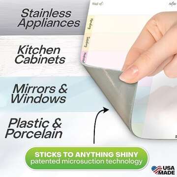 M.C. Squares Dry Erase Weekly Meal & Task Planners | Erasable White Board Cling to Stainless Steel Fridge, Glass, Cabinet | Home, Office, School | with Wet Erase Marker | 10” x 11” 2-Pack | USA Made