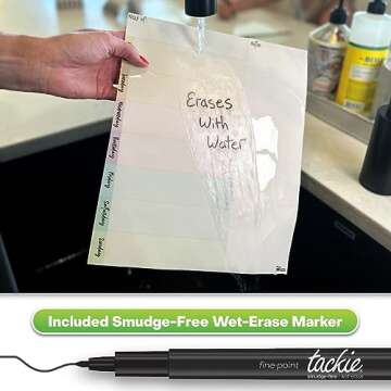 M.C. Squares Dry Erase Weekly Meal & Task Planners | Erasable White Board Cling to Stainless Steel Fridge, Glass, Cabinet | Home, Office, School | with Wet Erase Marker | 10” x 11” 2-Pack | USA Made