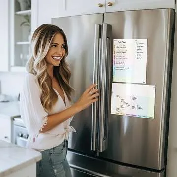 M.C. Squares Dry Erase Weekly Meal & Task Planners | Erasable White Board Cling to Stainless Steel Fridge, Glass, Cabinet | Home, Office, School | with Wet Erase Marker | 10” x 11” 2-Pack | USA Made