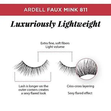 Ardell Faux Mink Lashes False Eyelashes 811 - Luxuriously Lightweight, Knot-Free Invisiband, Reusable Strip Lashes, 4 Pairs, 1 Pack