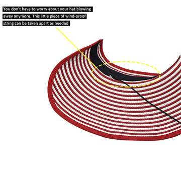 Women Sun Visors Foldable Straw Hats Summer Beach Packable Hat Floppy Wide Brim Cap Big Heads Sombre...