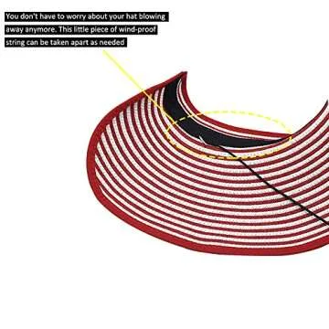 Women Sun Visors Foldable Straw Hats Summer Beach Packable Hat Floppy Wide Brim Cap Big Heads Sombre...