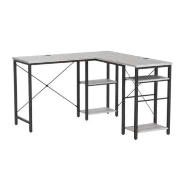 Bestier L Shaped Desk with Shelves 75 Inch Reversible Corner Computer Desk or 2 Person Long Table, Writing Study Desk for Home Office Small Space Bedroom Apartment, Wash White