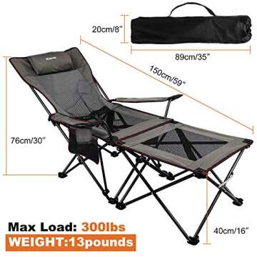 XGEAR 2 in 1 Folding Camping Chair Portable Lounge Chair with Detachable Table for Camping Fishing B...