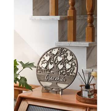 Christmas Grandma Gifts from Grandkids, Personalized Grandma Gifts, 3D Family Name Tree with 20 Hear...