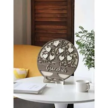 Christmas Grandma Gifts from Grandkids, Personalized Grandma Gifts, 3D Family Name Tree with 20 Heart Tags, Thanksgiving Gift for Grandparents Grandma Grandpa